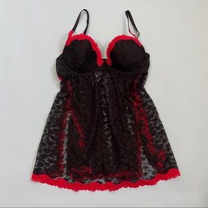 black & red lace lingerie slip dress